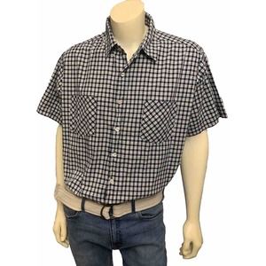 Carhartt Button Up Short Sleeve T2XL Striped Shirt Blue White And Green